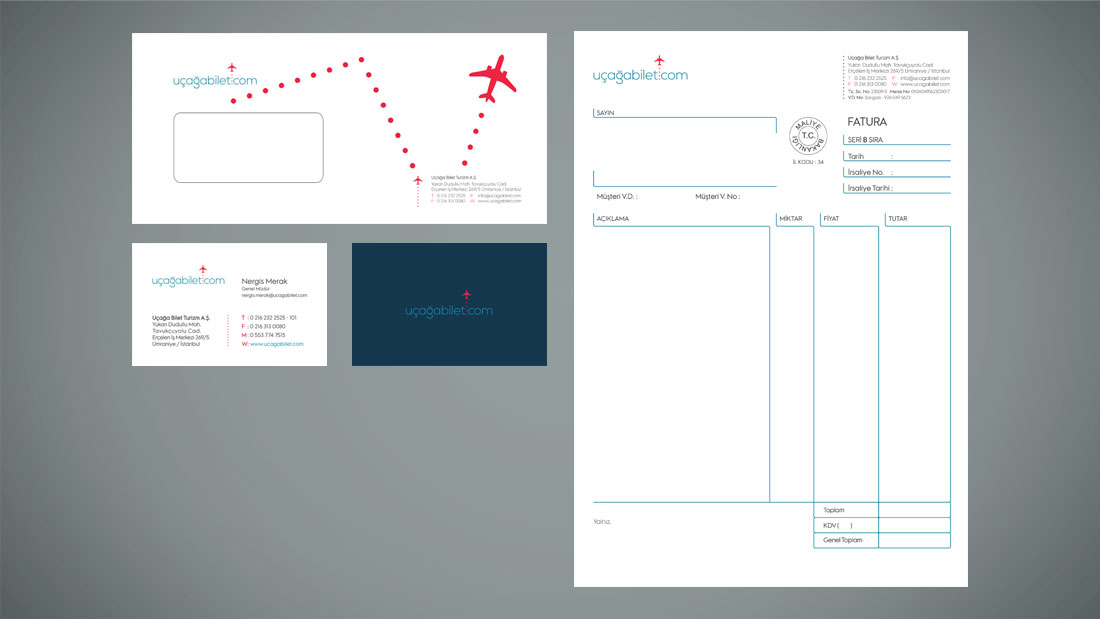 Uçağa Bilet kurumsal kimlik tasarımı
