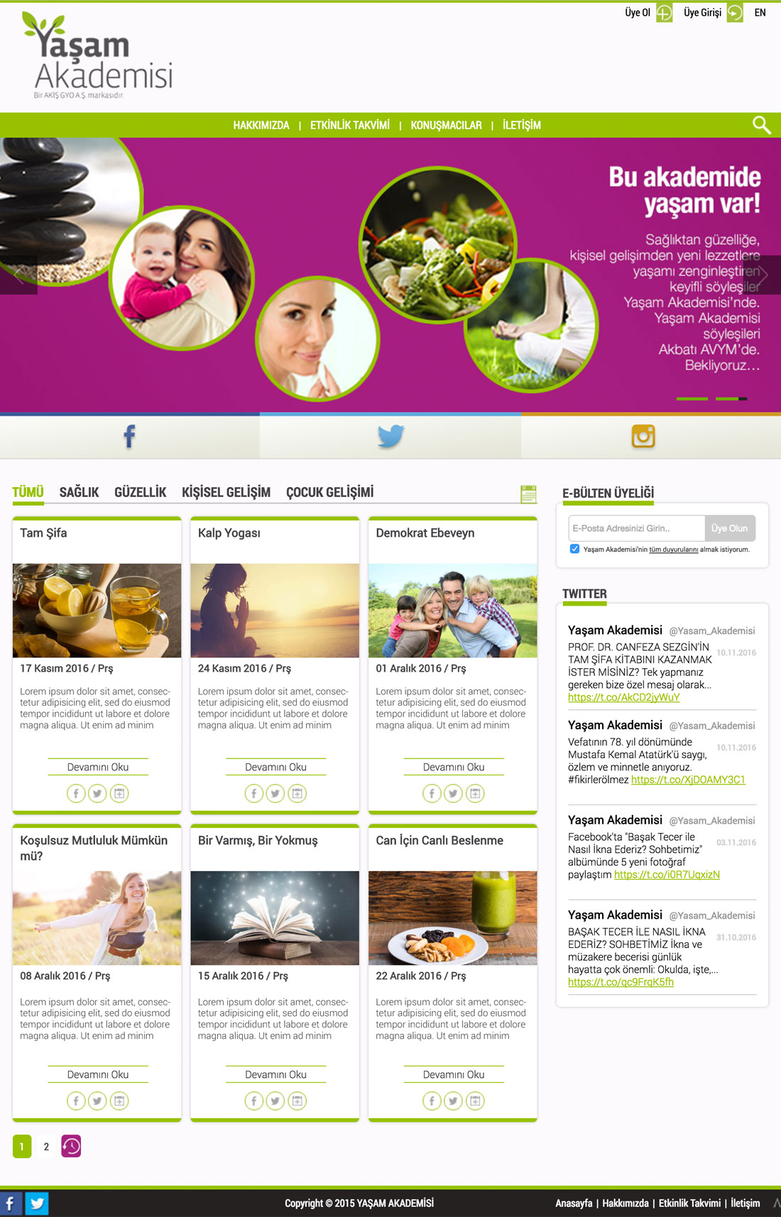 Yaşam Akademisi web site tasarımı