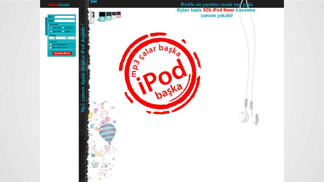 Apple iPod microsite tasarımı