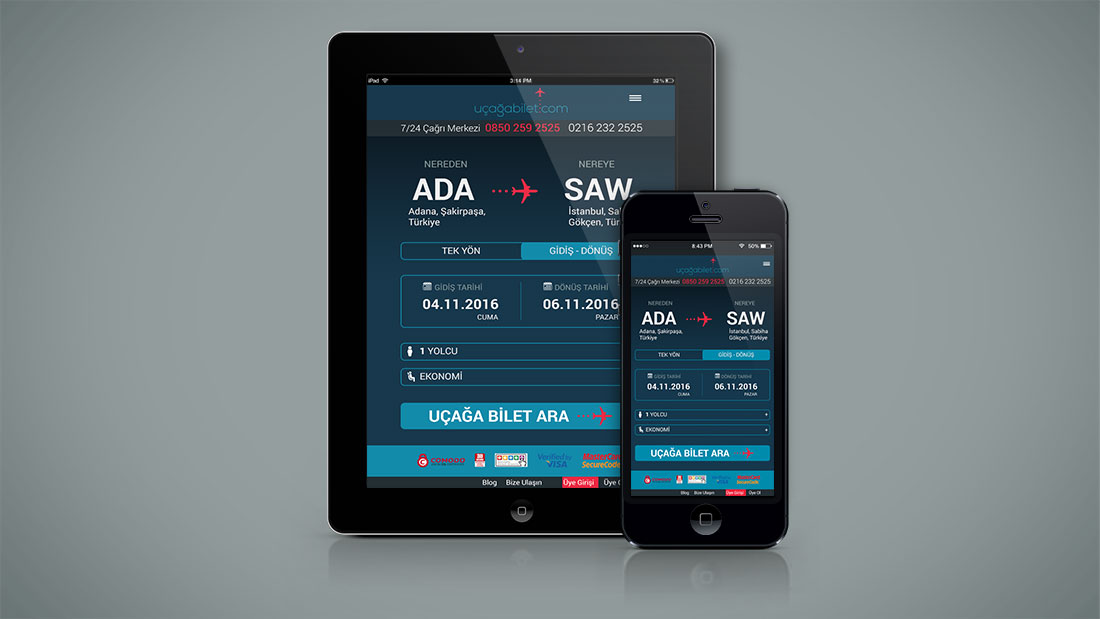 Uçağa Bilet mobil uygulama tasarımı