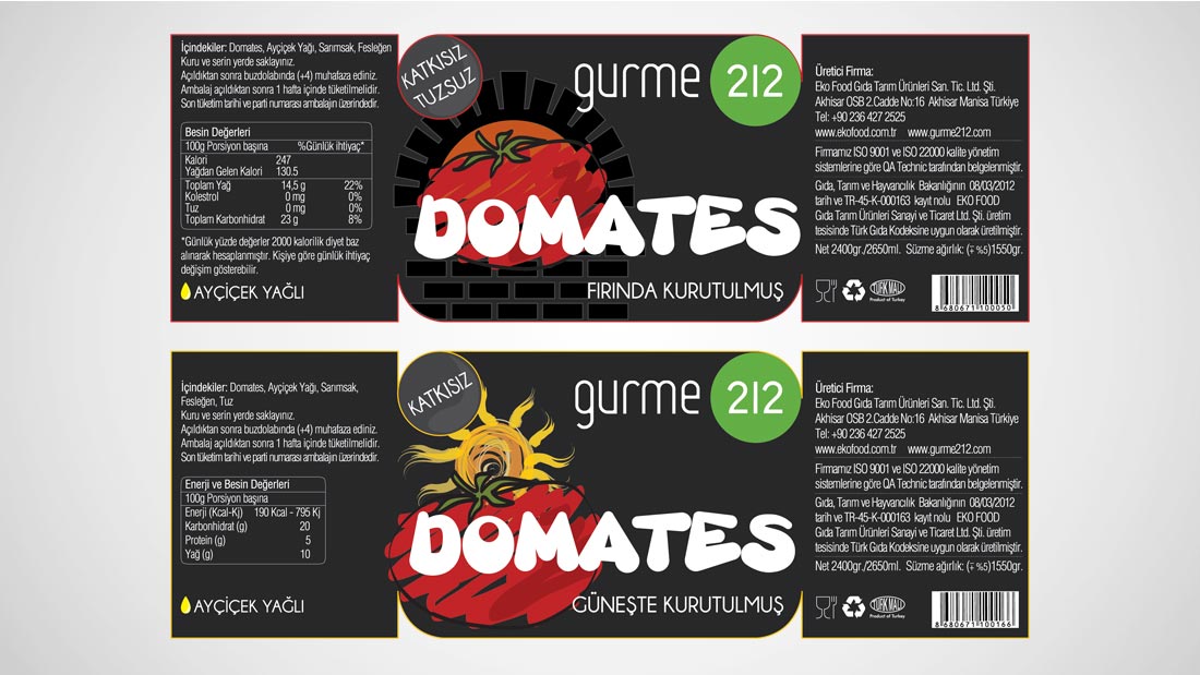 Gurme 212 etiket tasarımı